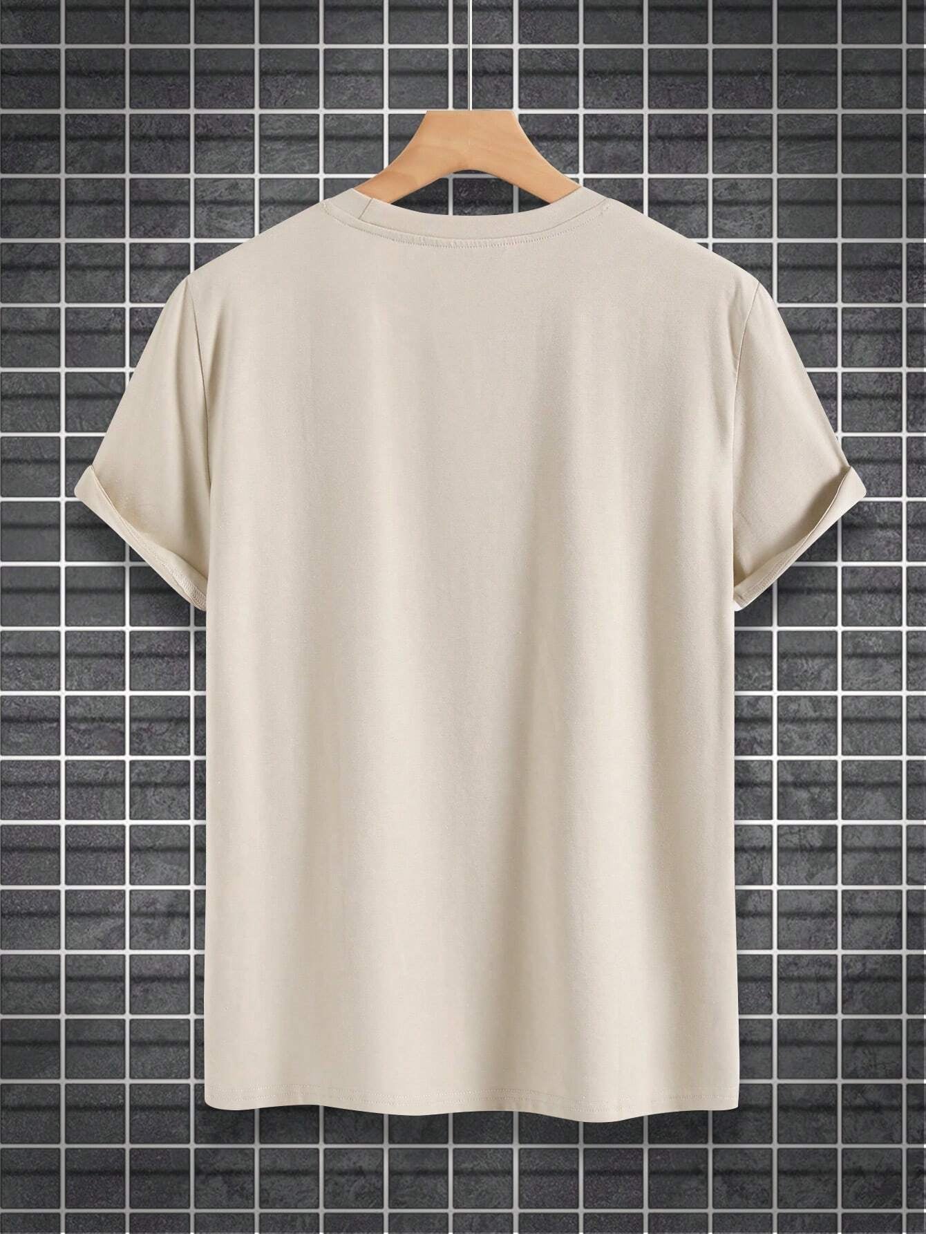 Manfinity Sporsity Men plus Size Letter Print Crew Neck T-Shirt