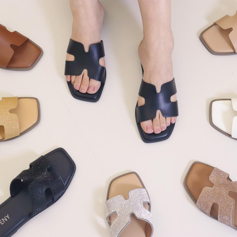 Hofeny H-Shaped Sandals in Multiple Colors, Classic, Simple and Comfortable Women'S Sandals, Slippers, Lafite Grass Countryside Style Versatile Walking Shoes Girl Footwear Summer Black Tsinelas