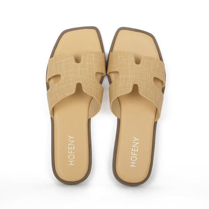 Hofeny H-Shaped Sandals in Multiple Colors, Classic, Simple and Comfortable Women'S Sandals, Slippers, Lafite Grass Countryside Style Versatile Walking Shoes Girl Footwear Summer Black Tsinelas