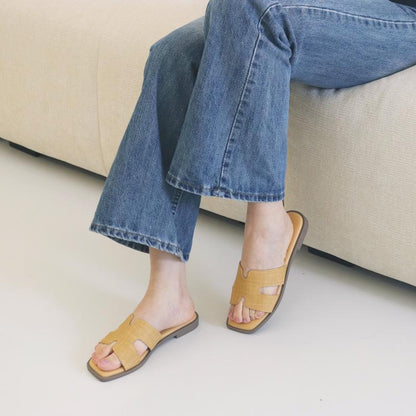 Hofeny H-Shaped Sandals in Multiple Colors, Classic, Simple and Comfortable Women'S Sandals, Slippers, Lafite Grass Countryside Style Versatile Walking Shoes Girl Footwear Summer Black Tsinelas