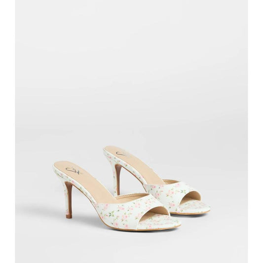 Flourishing Rose Floral Stiletto Mules