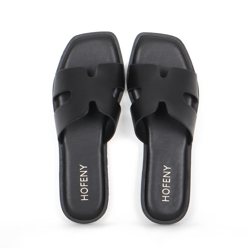 Hofeny H-Shaped Sandals in Multiple Colors, Classic, Simple and Comfortable Women'S Sandals, Slippers, Lafite Grass Countryside Style Versatile Walking Shoes Girl Footwear Summer Black Tsinelas