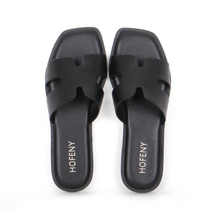 Hofeny H-Shaped Sandals in Multiple Colors, Classic, Simple and Comfortable Women'S Sandals, Slippers, Lafite Grass Countryside Style Versatile Walking Shoes Girl Footwear Summer Black Tsinelas