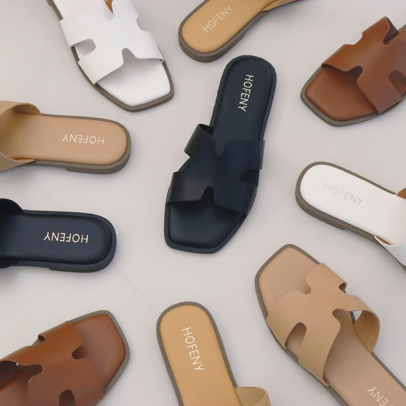 Hofeny H-Shaped Sandals in Multiple Colors, Classic, Simple and Comfortable Women'S Sandals, Slippers, Lafite Grass Countryside Style Versatile Walking Shoes Girl Footwear Summer Black Tsinelas