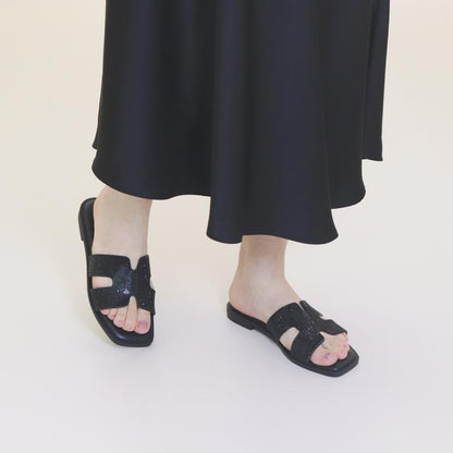 Hofeny H-Shaped Sandals in Multiple Colors, Classic, Simple and Comfortable Women'S Sandals, Slippers, Lafite Grass Countryside Style Versatile Walking Shoes Girl Footwear Summer Black Tsinelas